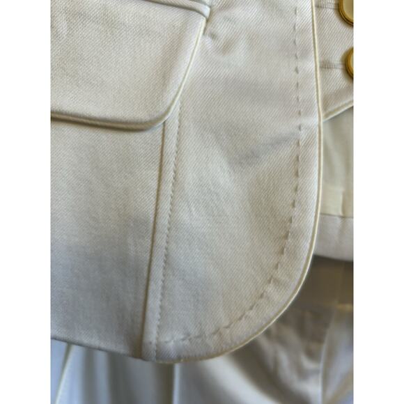 Y2K Office Siren Bebe Suit Sz 8 White Gold Buttons Luxury Blazer & Pants Classic - Picture 6 of 16